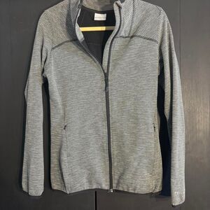 Columbia Women’s Grey Striped Full-Zip Athletic Jacket | Size Small
